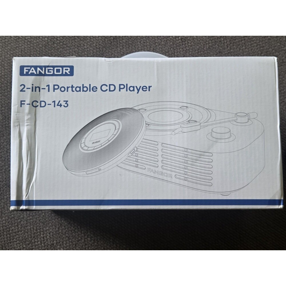 FANGOR 2-in-1 Portable CD Player Bluetooth Speaker Base F-CD-143 Retro Vintage